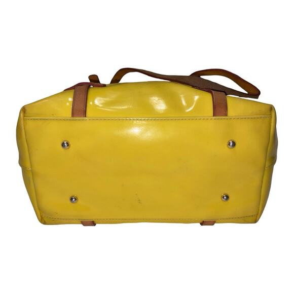 Dooney & Bourke Mustard Yellow Patent Leather Tote Bag - Picture 5 of 10